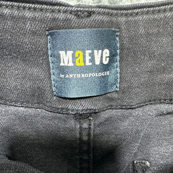 Maeve Anthropologie The Colette Wide Leg Pants Black Cropped High Rise Size 29 - Picture 3 of 11